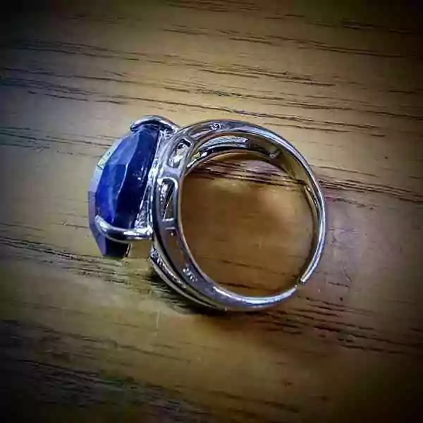 ronde geslepen lapis lazuli edelsteen steen rvs ring verstelbaar 15mm (2)