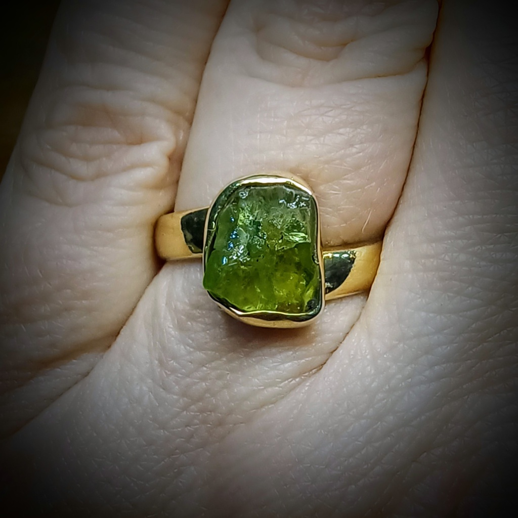 peridot verstelbare ring 925 sterling zilver verguld (1)