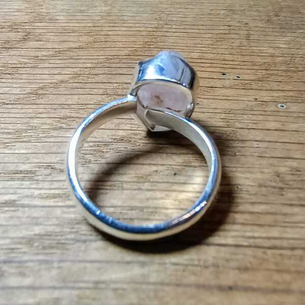 Verstelbare Zilveren Ring met Ruwe Rozenkwarts Zachte Liefdesgloed (3)