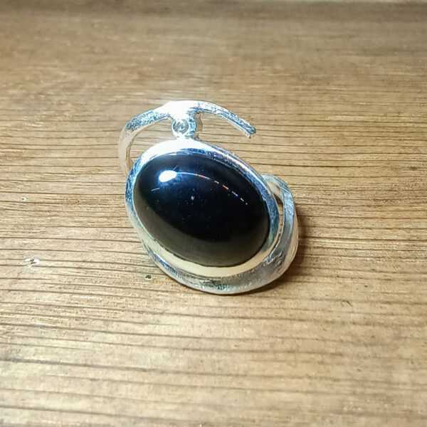 Zilveren Ring met Gepolijste Obsidiaan De Spiegel van de Ziel (1)