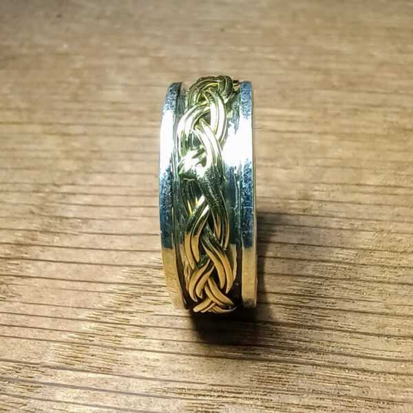 Zilveren Spinner Ring met Gouden Vlechtwerk Eeuwige Verbondenheid (2)