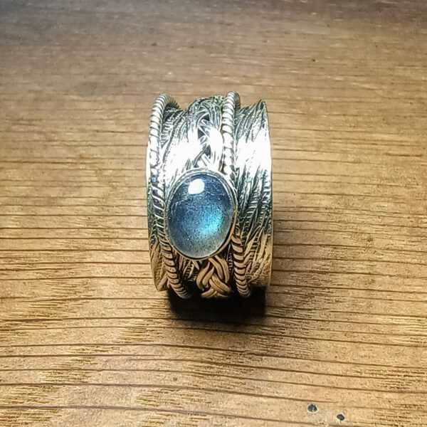 Zilveren Spinner Ring met Labradoriet De Dansende Sterren (1)