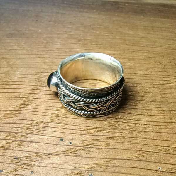 Zilveren Spinner Ring met Obsidiaan De Spiegel van de Ziel (2)