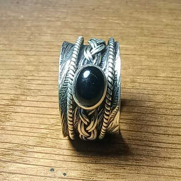 Zilveren Spinner Ring met Obsidiaan De Spiegel van de Ziel (3)